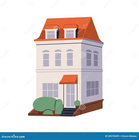 House Exterior. Two-story Residential Building Facade. Home, Mansion