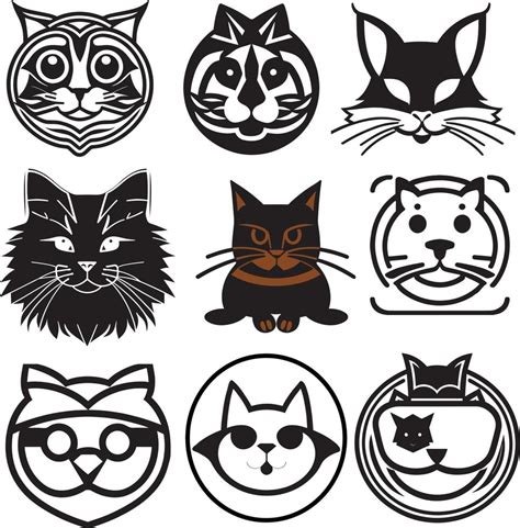 Black And White Cats Head Vector Icons Illustration 23035645 Vector Art