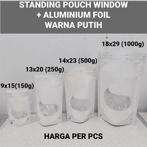 Jual Kemasan Standing Pouch Standing Pouch Window Standing Putih