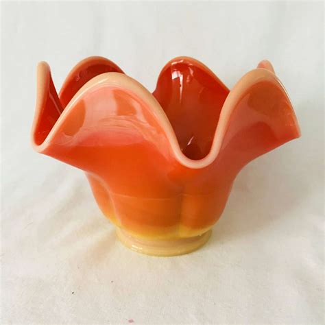 Viking Fayette Flame Orange Slag Dish Bowl Collectible Display Home