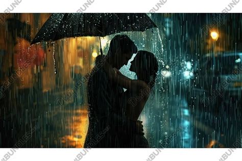 kiss couple in the rain