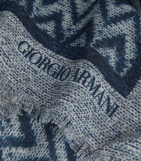 Giorgio Armani Blue Wool Patterned Foulard Harrods Uk