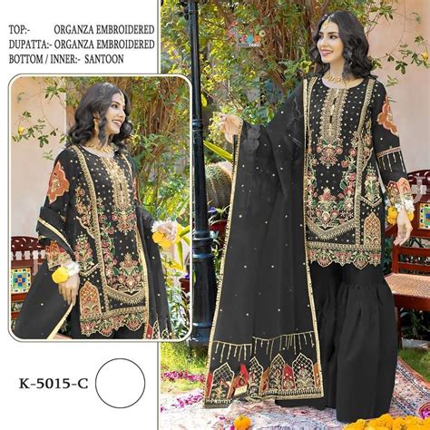 K Colours By Shree Fabs Organza Silk Embroidery Pakistani Dresses