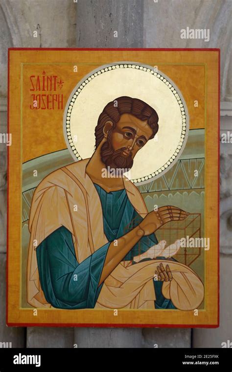 St Joseph icon in Saint Mary Magdalene basilica, Vezelay, France Stock ...