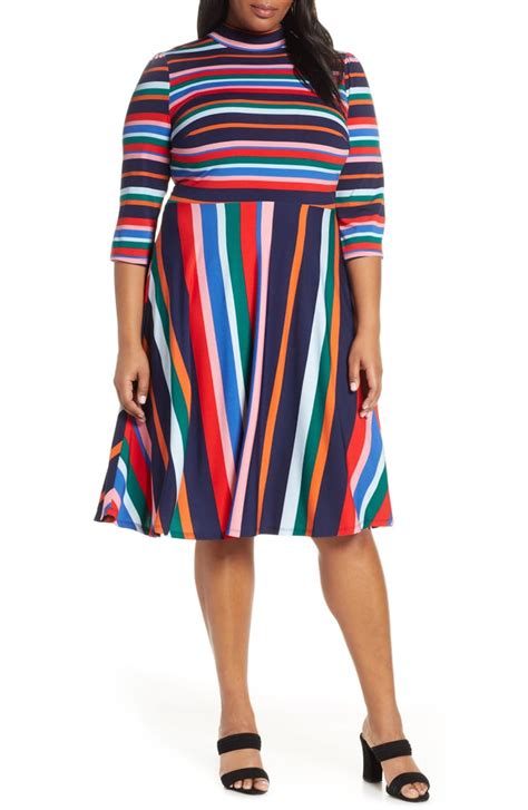 Eloquii Multicolor Stripe Fit And Flare Dress Best Plus Size Dresses 2020 Popsugar Fashion