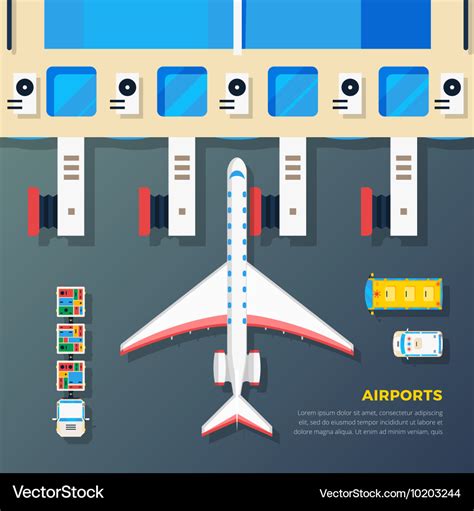 Airport apron plane at jet bridge Royalty Free Vector Image