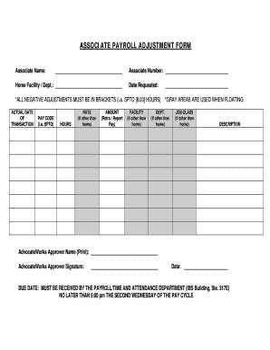 Payroll Adjustment Form Fill And Sign Printable Template Online