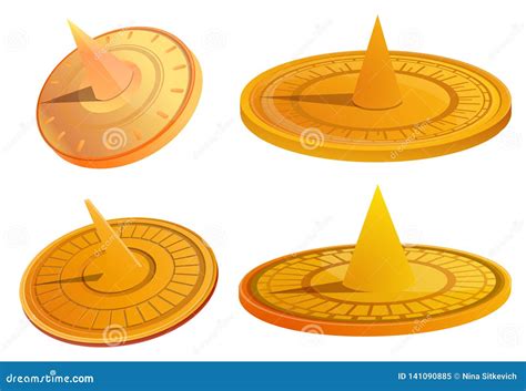 Sundial Icons Set Cartoon Style Stock Vector Illustration Of Design Device 141090885