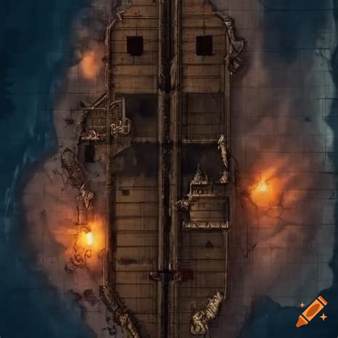 Top Down 10x10 Dnd Battlemap Of A Docked Ship On Craiyon