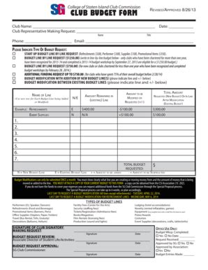 Fillable Online Csi Cuny Budget Request Form College Of Staten Island