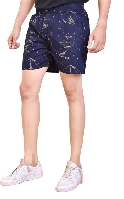 Cotton Regular Fit Men Navy Blue Printed Shorts At Rs 350 Piece In