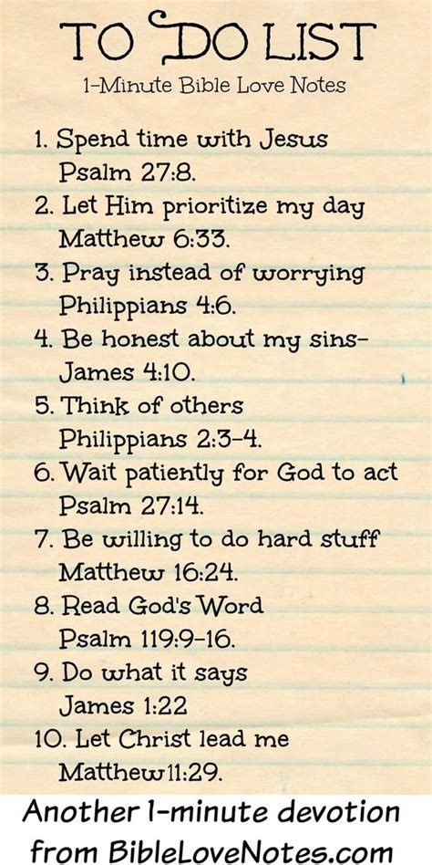 1 Minute Bible Love Notes To Do List This 1 Minute Devotion Gives