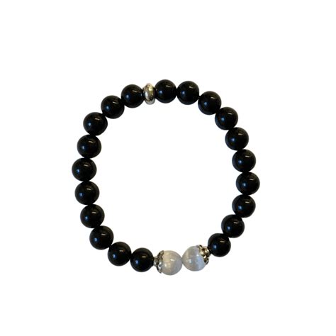 Black Obsidian With Selenite Bracelet