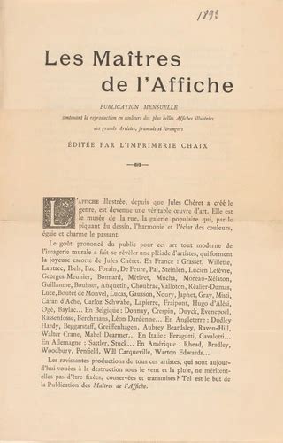 Publication mensuelle Les Maîtres de l Affiche Anonyme Musée d Orsay