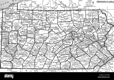 Old Map Of Pennsylvania 1930s Stock Photo Alamy