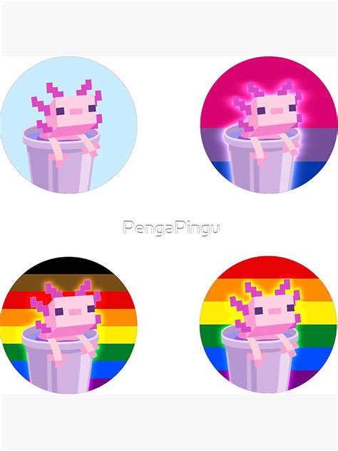 Minecraft Axolotl Lgbt Sticker Pack Pin For Sale By Pengapingu Redbubble