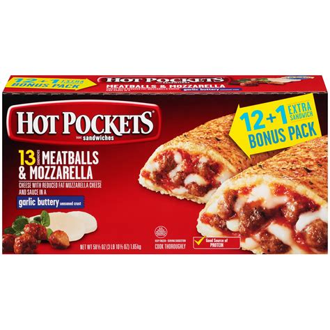 Hot Pockets Italian Style Meatballs Mozzarella Frozen Sandwiches