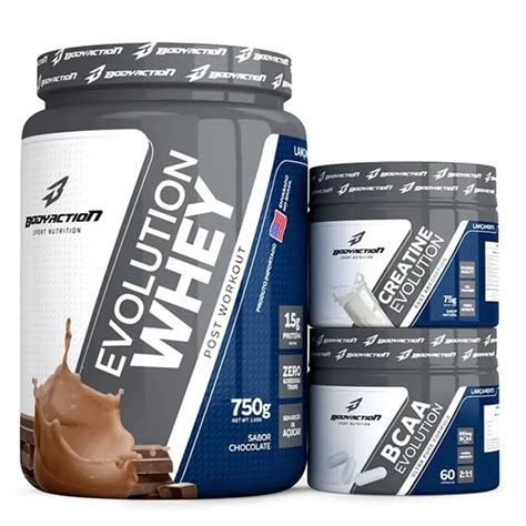 Kit Evolution Whey Bcaa Creatina Body Action Chocolate Submarino