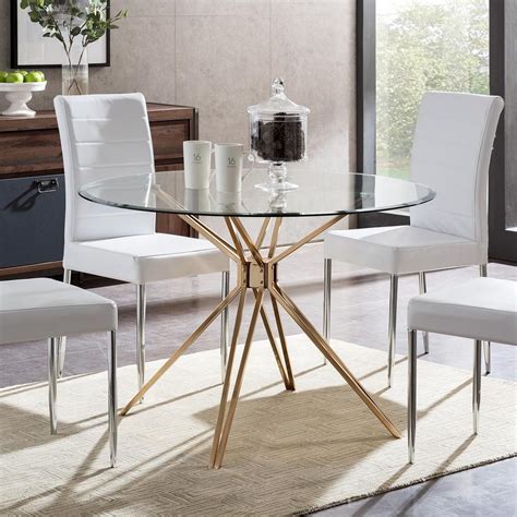 Southern Enterprises Talta 1 Piece Gold Round Dining Table Gold Finish