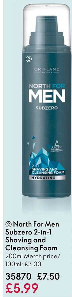 Promo North For Men Subzero 2 In 1 Shaving And Cleansing Foam Chez