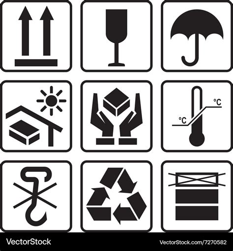 Cardboard Packaging Icon Set Royalty Free Vector Image