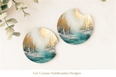 Abstract Car Coaster Sublimation Teal Coaster Designs Png