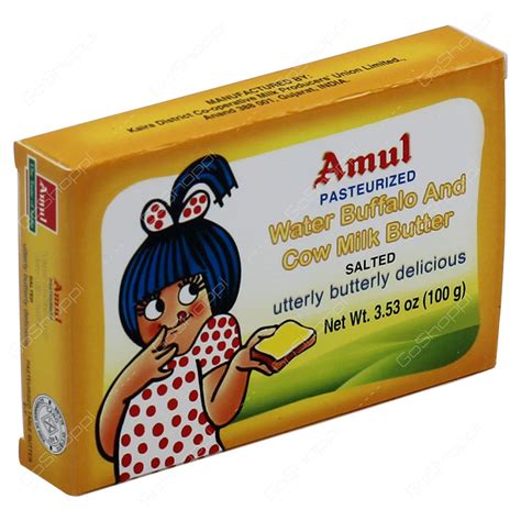 Amul Water Buffalo and Cow Milk Butter Salted 100g - Buy Online