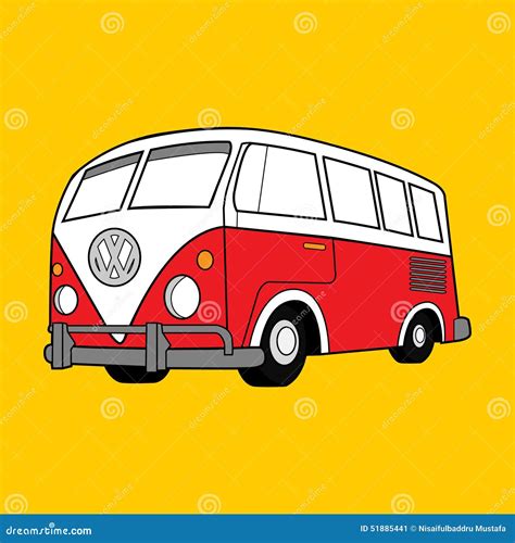 Vector Illustration Classic Volkswagen Van Editorial Photo