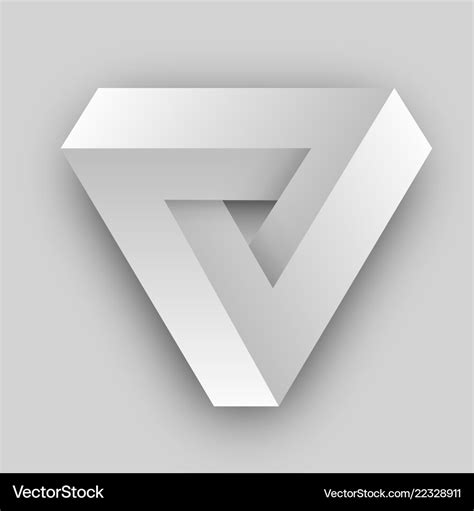 White Penrose Triangle Geometric 3d Object Vector Image