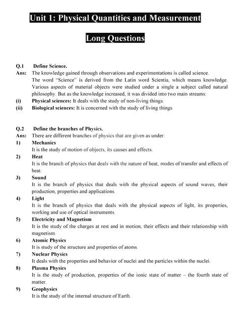 Solution Th Class Physics Chapter Long Questions Studypool