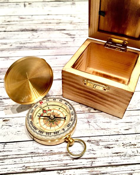 Engraved Compass Personalized Compass Boxed Compass Groom Etsy