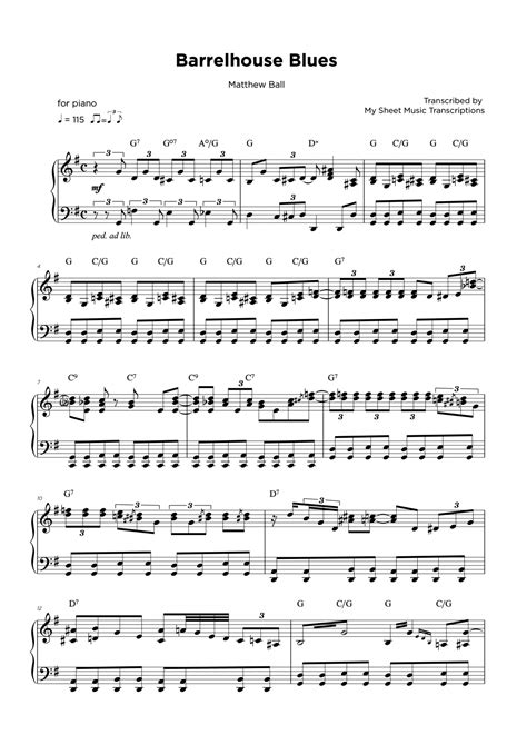 Piano Blues Transcription Services • My Sheet Music Transcriptions