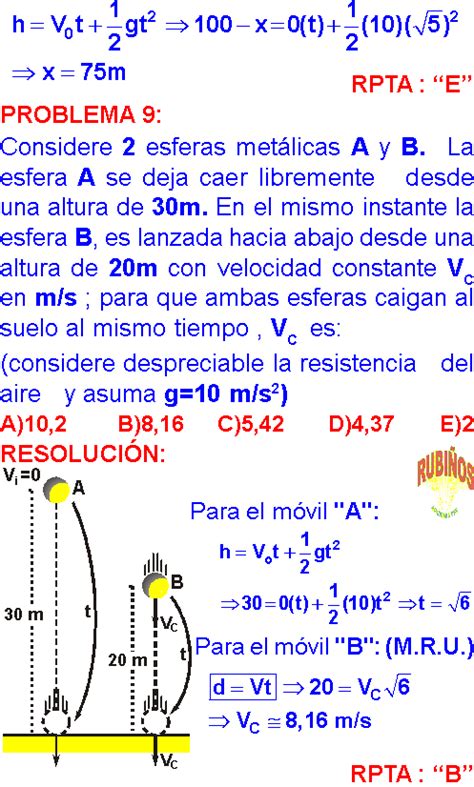 Caida Libre Ejercicios Resueltos