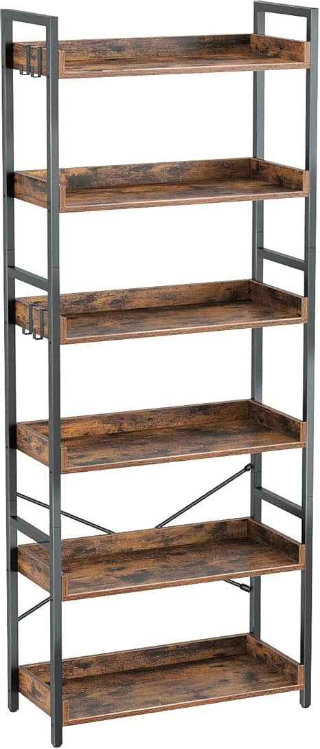 Rolanstar Bookshelf Tier Bookcase Industrial Storage Rack With