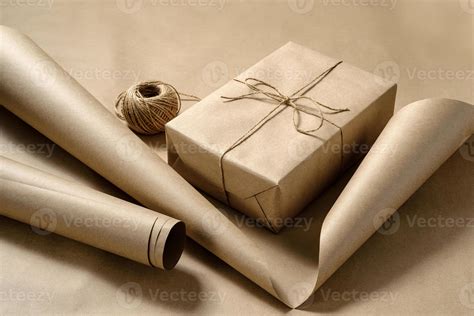 Emballage De Boîte Cadeau En Papier Kraft Avec Bobine De Ficelle