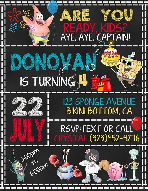Spongebob Bikini Bottom Birthday Invitation Sold In Sets Of 10 Cheryl S Invitations