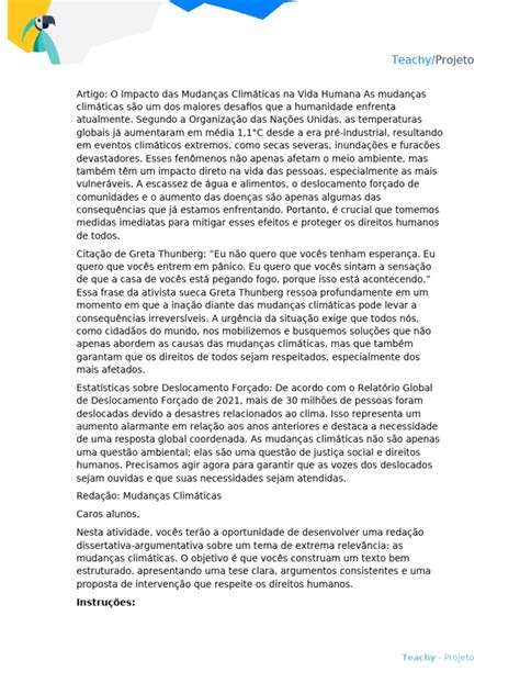 Redação Nota 1000 Sobre Mudanças Climáticas - Redação sobre Mudanças Climáticas | PDF | Aquecimento global e mudança ...