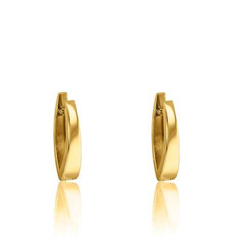 Boucles d Oreilles Petites Créoles Unies Or Jaune 750 Ocarat