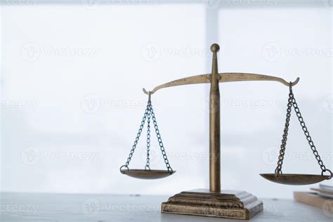 Brass Scales Are Placed On Lawyers Desks In Legal Advice Offices As A