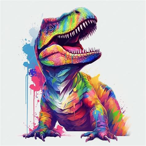 Premium Ai Image Colorful Trex Dinosaur In Pop Art Style