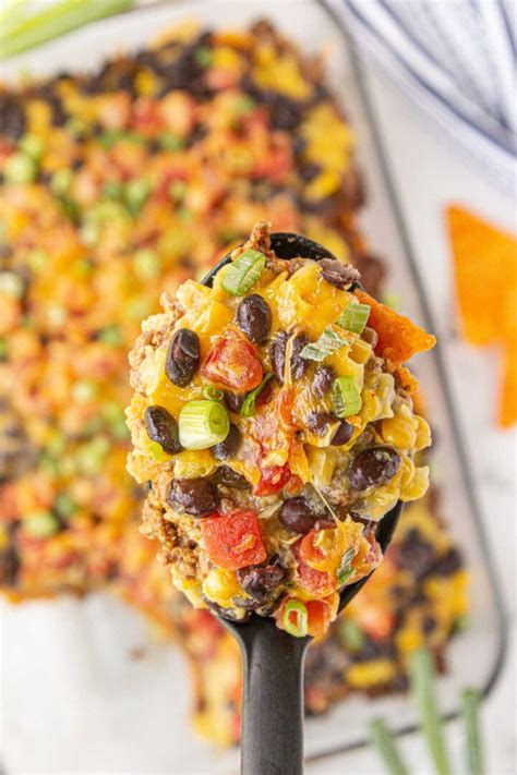 Cheesy Layered Doritos Casserole Ground Beef Recipe Restless Chipotle