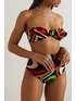 Black Marmo Knotted Printed Beandeau Bikini Top PUCCI NET A PORTER