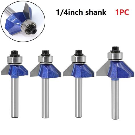 Dela 1pc 14in Shank 45 องศา Chamfer Router Bit Edge Forming Bevel