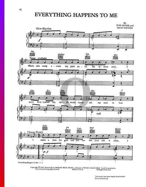 Everything Happens To Me Frank Sinatra Tommy Dorsey Piano Sheet