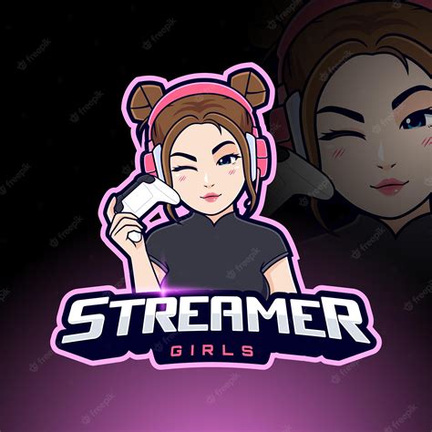 Premium Vector Streamer Gamer Girl Esport Logo Template