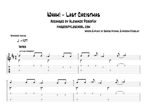 Wham — Last Christmas Easy Fingerstyle Guitar Arrangement Online