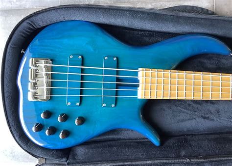 F Bass Bn Fretted Transparent Blue Freds Bass Reverb