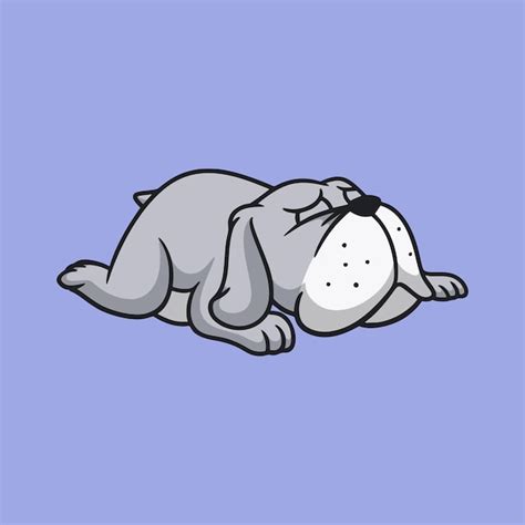 Premium Vector | Cartoon bulldog sleeping on violet