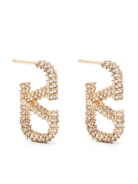 Valentino Garavani VLogo Signature Crystal Embellished Earrings Gold