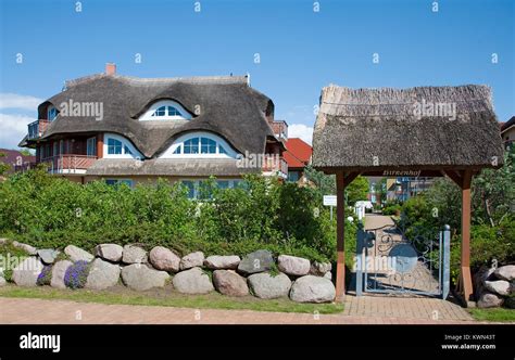 Typical Thatched Roof Houses At Wustrow Fishland Mecklenburg Western